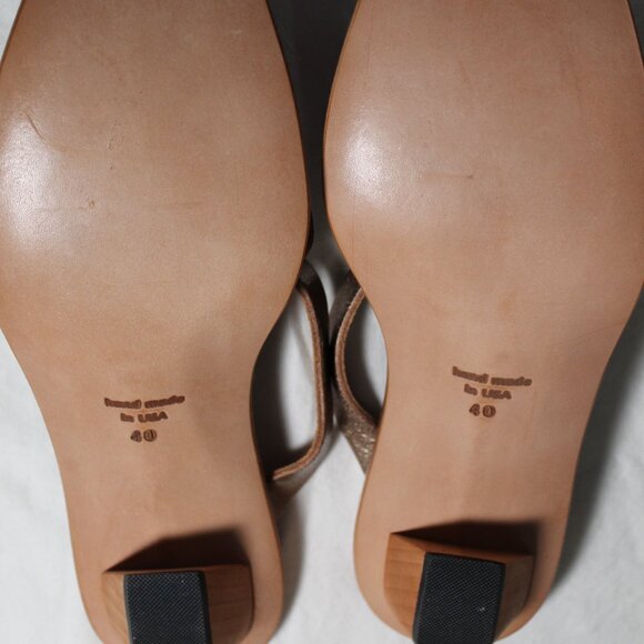NWB CYDWOQ Cydney Mandel Cupertino Bronze Kitten Heel Sandals 40 - Picture 2 of 6